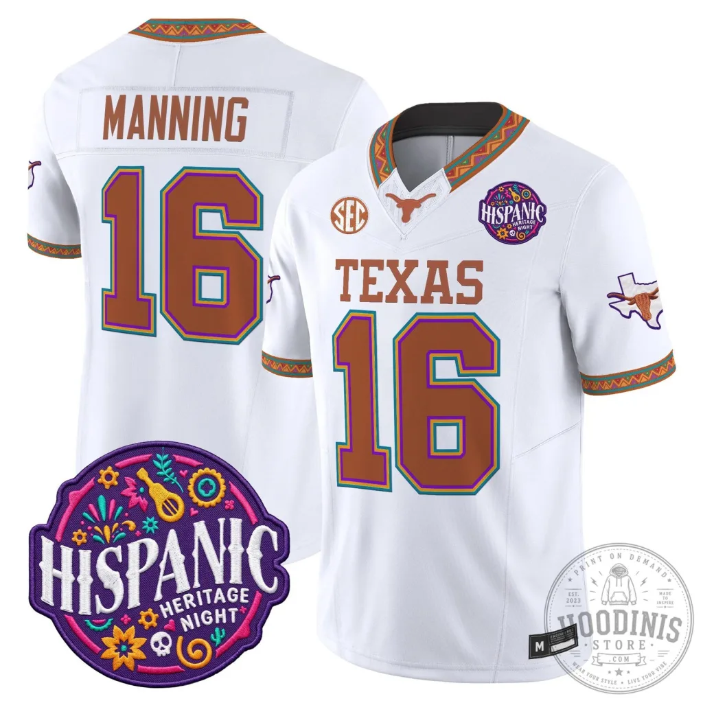 Texas Longhorns Latino Heritage Month Manning 16 Football Jersey