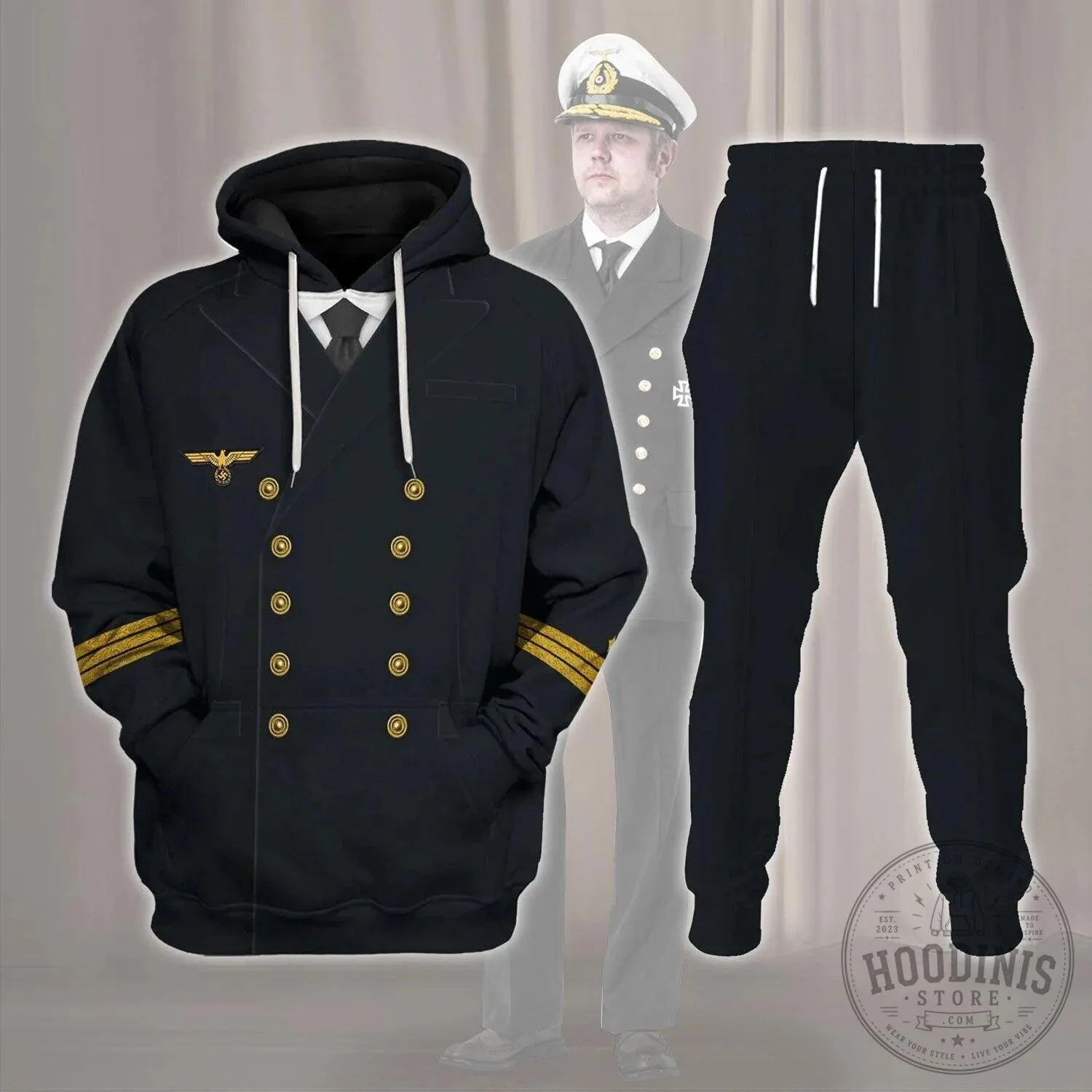 German Kriegsmarine Navy Officer Uniform Costume Hoodie Sweatshirt
