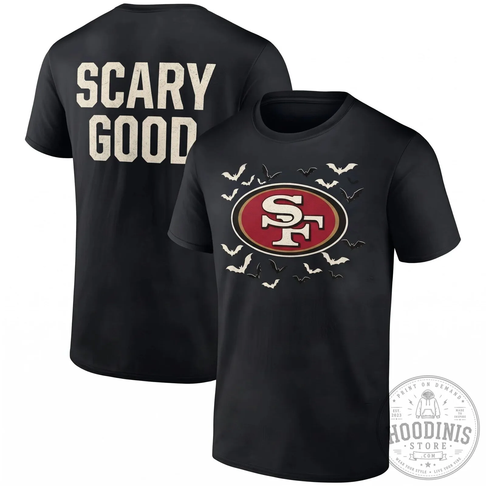 Black T-Shirt featuring the San Francisco 49ers for a Scary Good Halloween