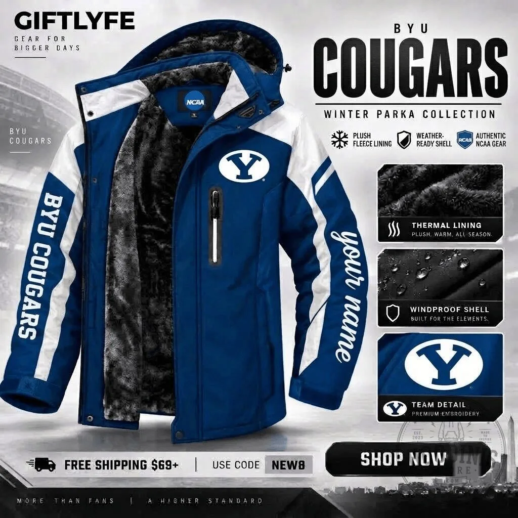 BYU Cougars NCAA Waterproof Winter Parka Jacket