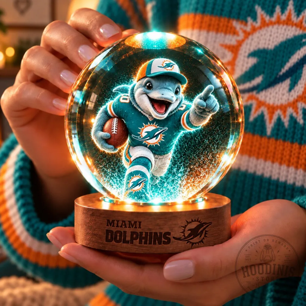 Miami Dolphins Football Team Crystal Ball Night Light Miami Dolphins Football Team Crystal Ball Night Light