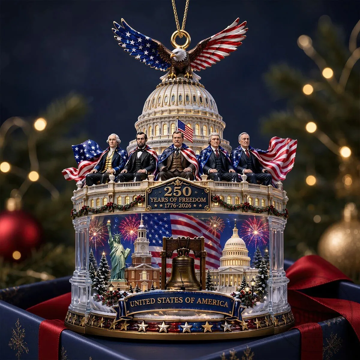 United States of America 250 Years of Freedom Patriotic Christmas Ornament 1 United States of America 250 Years of Freedom Patriotic Christmas Ornament