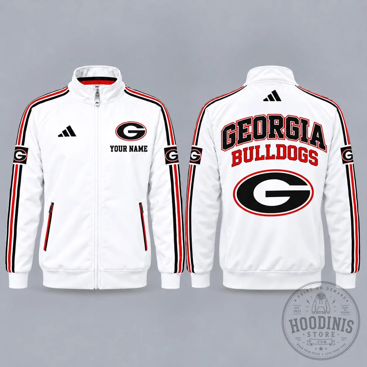 Georgia Bulldogs NCAA Personalized Full-Zip Casual Jacket