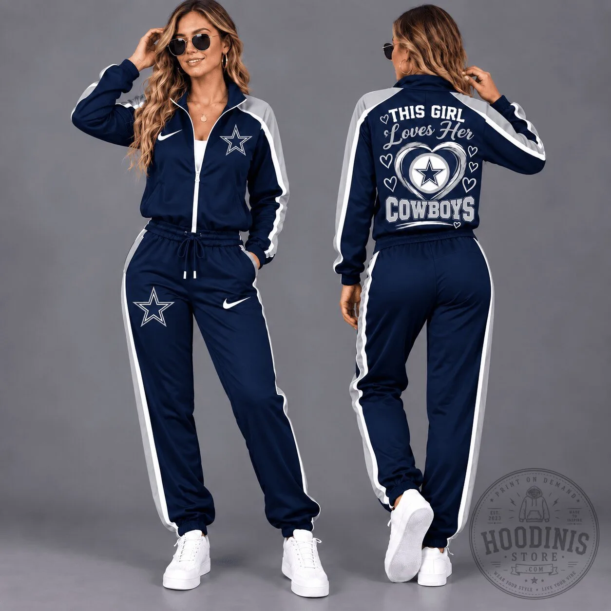 Dallas Cowboys Women's Full-Zip Tracksuit Set with Star Logo and Team Slogan