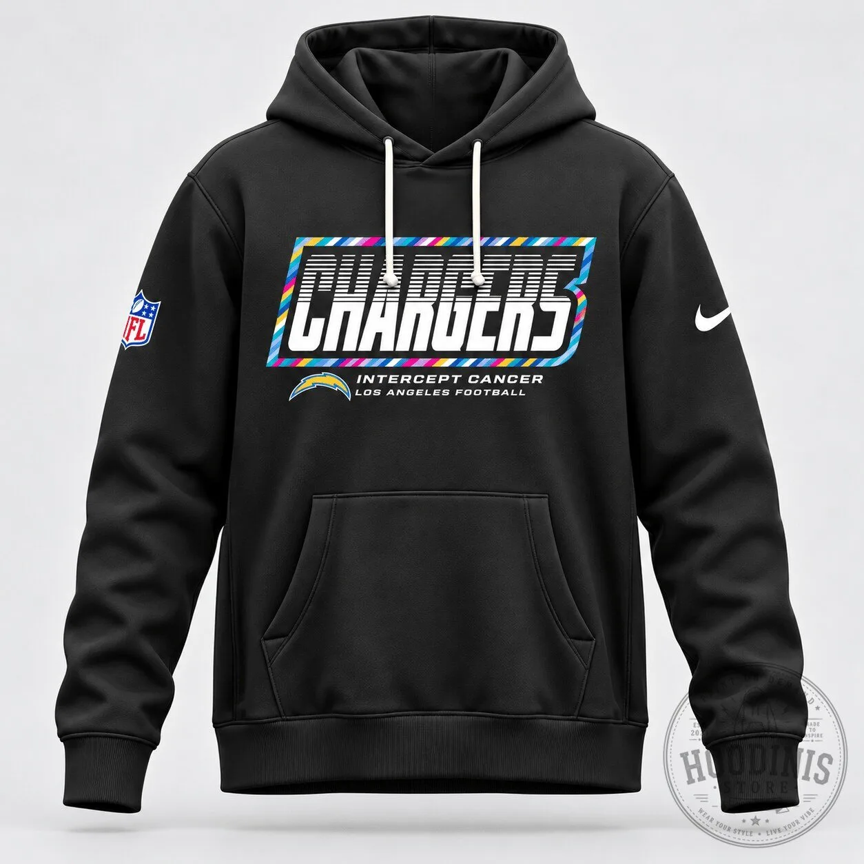 Los Angeles Chargers Crucial Catch Intercept Cancer Football Team Hoodie