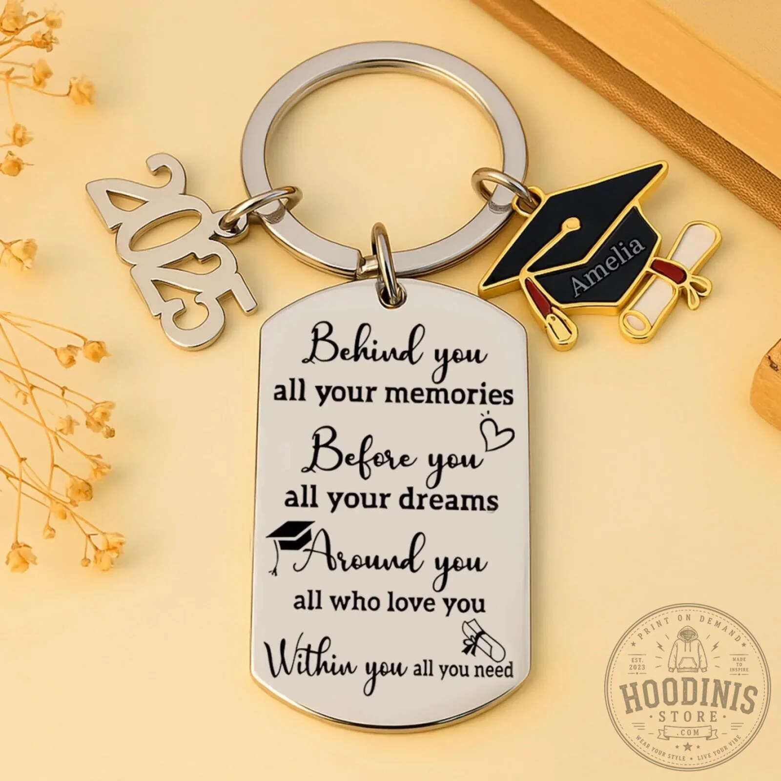 Personalized Graduation Keychain with Engraved Quote and Custom Name 10 Personalized Graduation Keychain with Engraved Quote and Custom Name