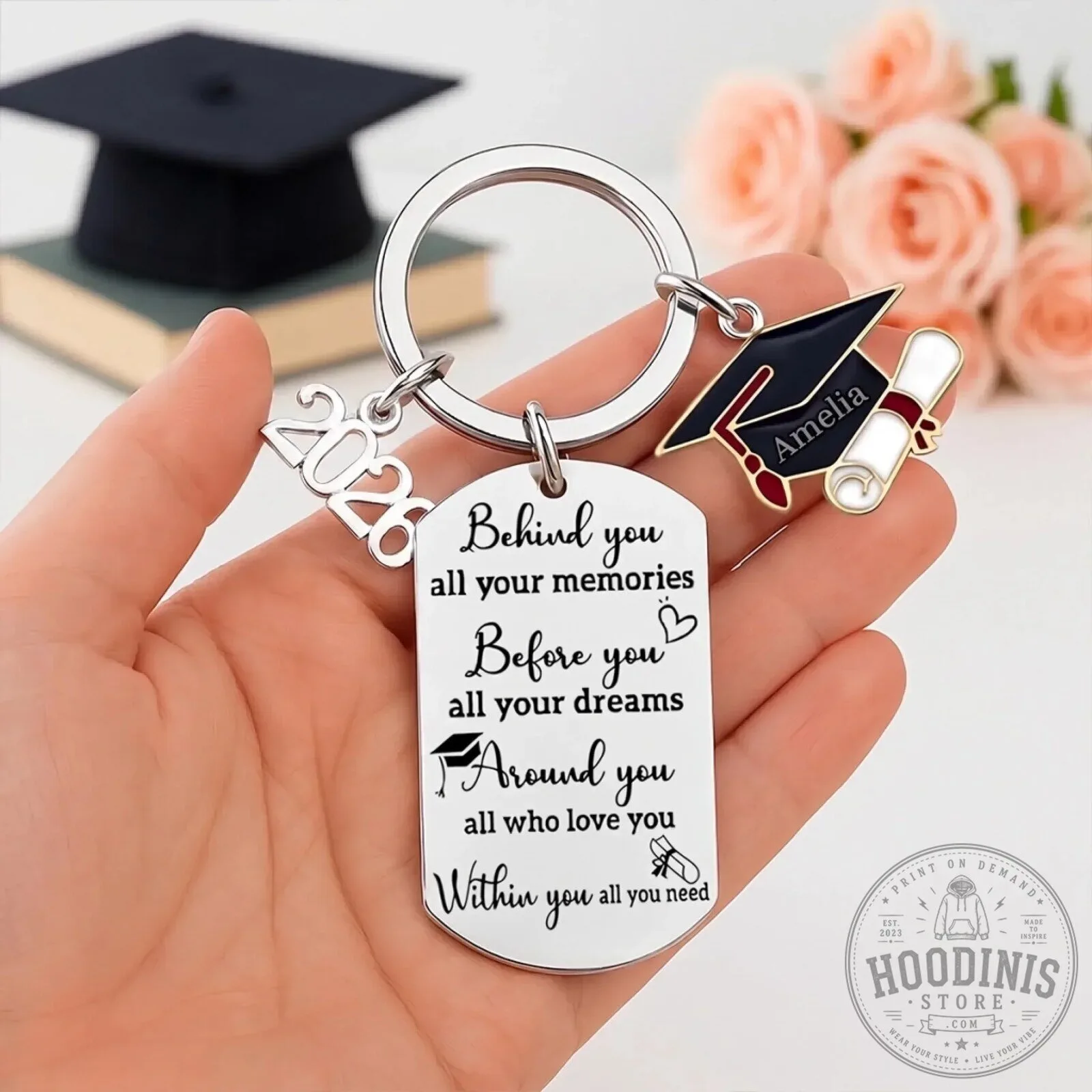 Personalized Graduation Keychain with Engraved Quote and Custom Name 13 Personalized Graduation Keychain with Engraved Quote and Custom Name
