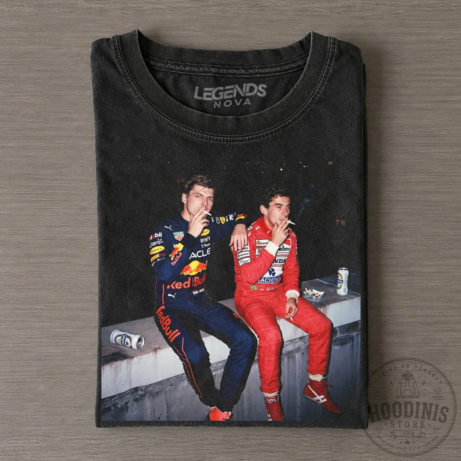 Max Verstappen and Ayrton Senna Formula 1 Racing Legends T-Shirt