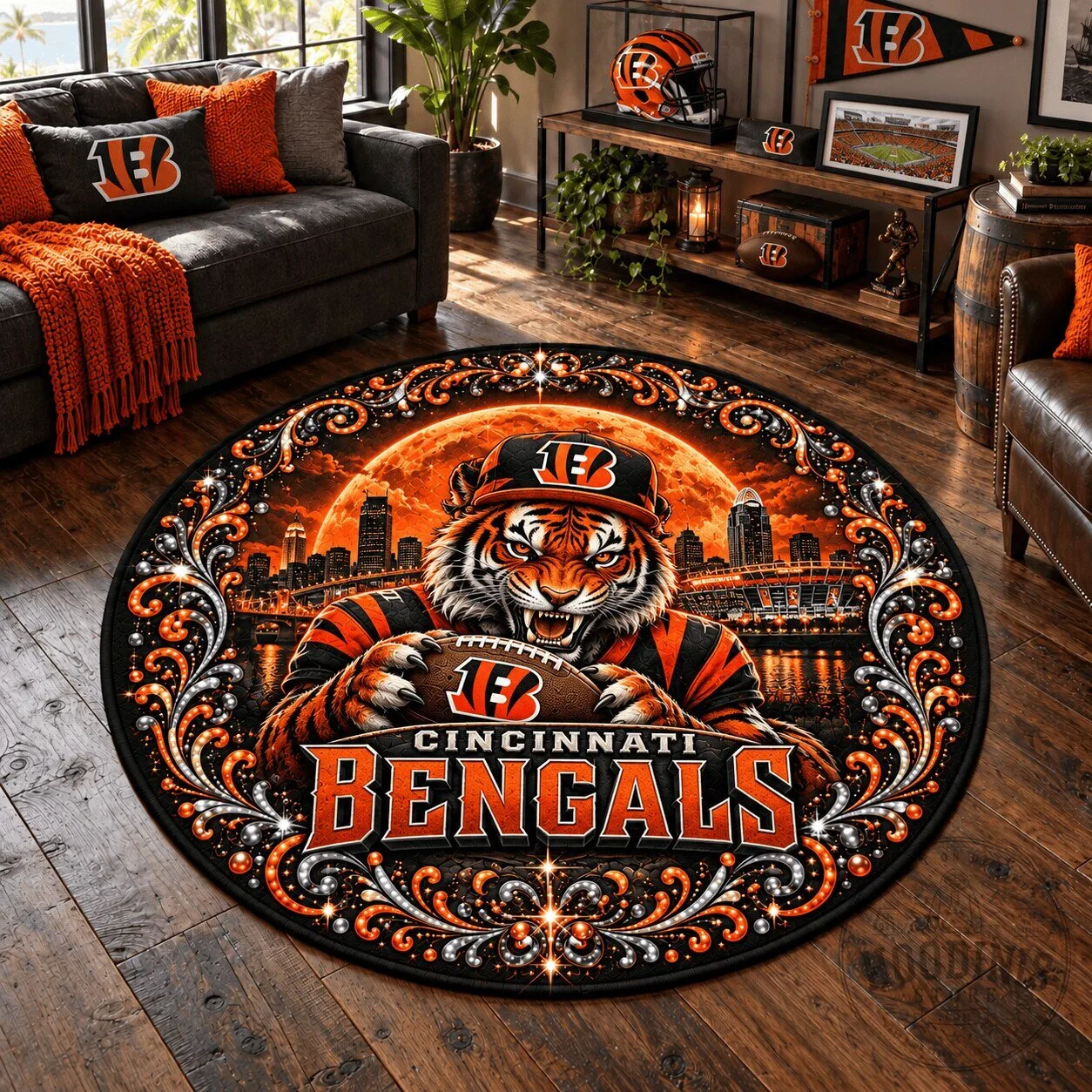 Cincinnati Bengals Football Team Mascot Round Area Rug