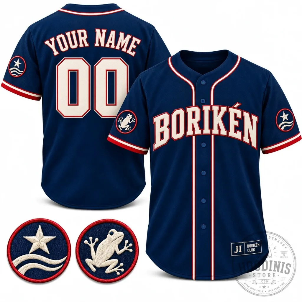 Borikén Club Heritage Baseball Jersey Custom Name and Number Borikén Club Heritage Baseball Jersey Custom Name and Number