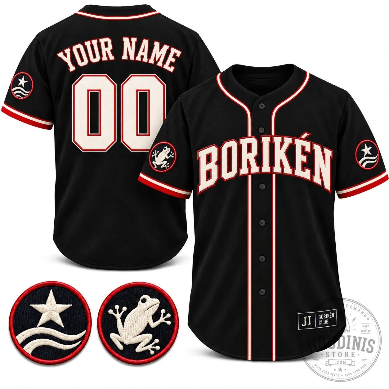 Borikén Club Heritage Baseball Jersey Custom Name and Number 9 Borikén Club Heritage Baseball Jersey Custom Name and Number