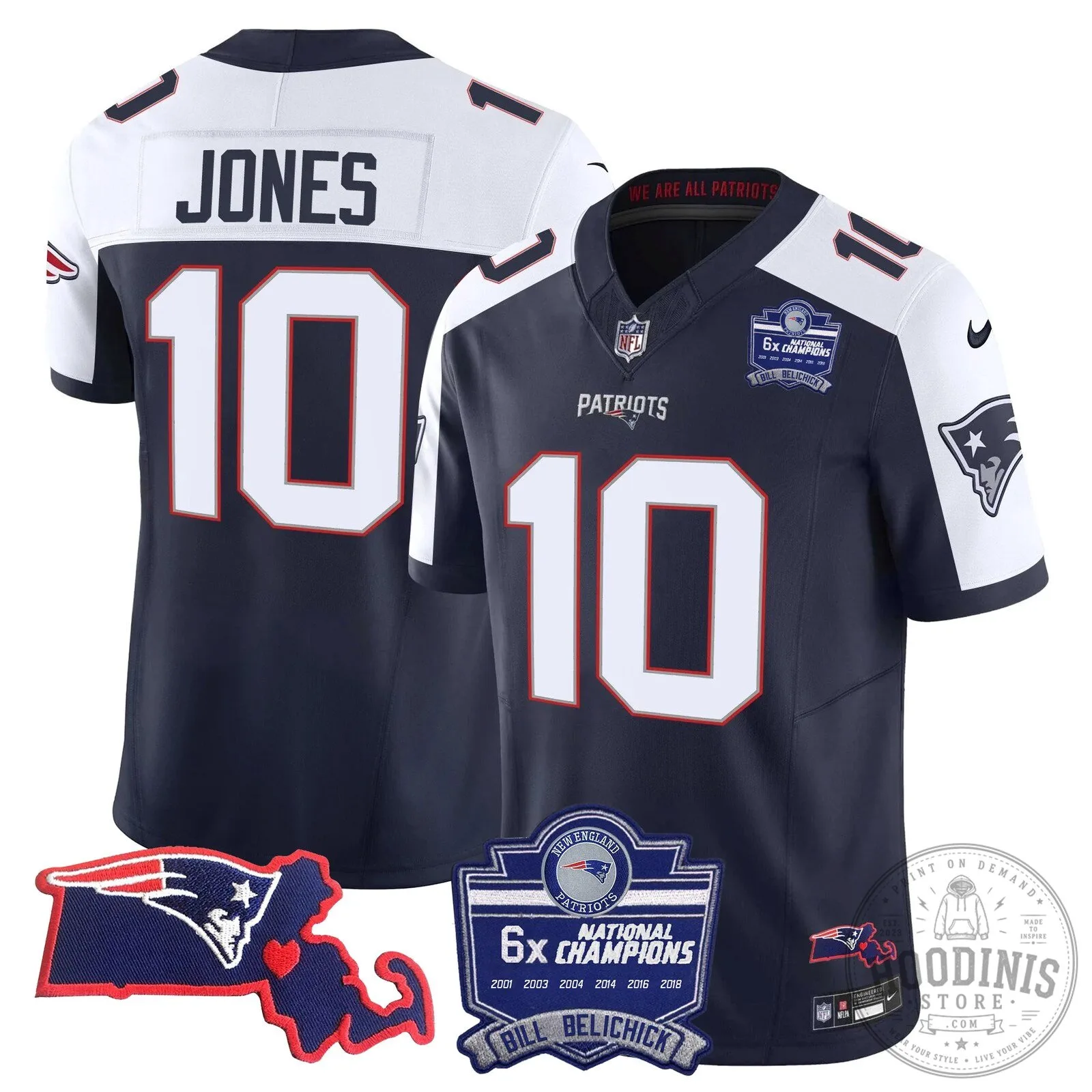 New England Patriots Six-Time Champions Jersey featuring Bill Belichick 40 New England Patriots Six-Time Champions Jersey featuring Bill Belichick