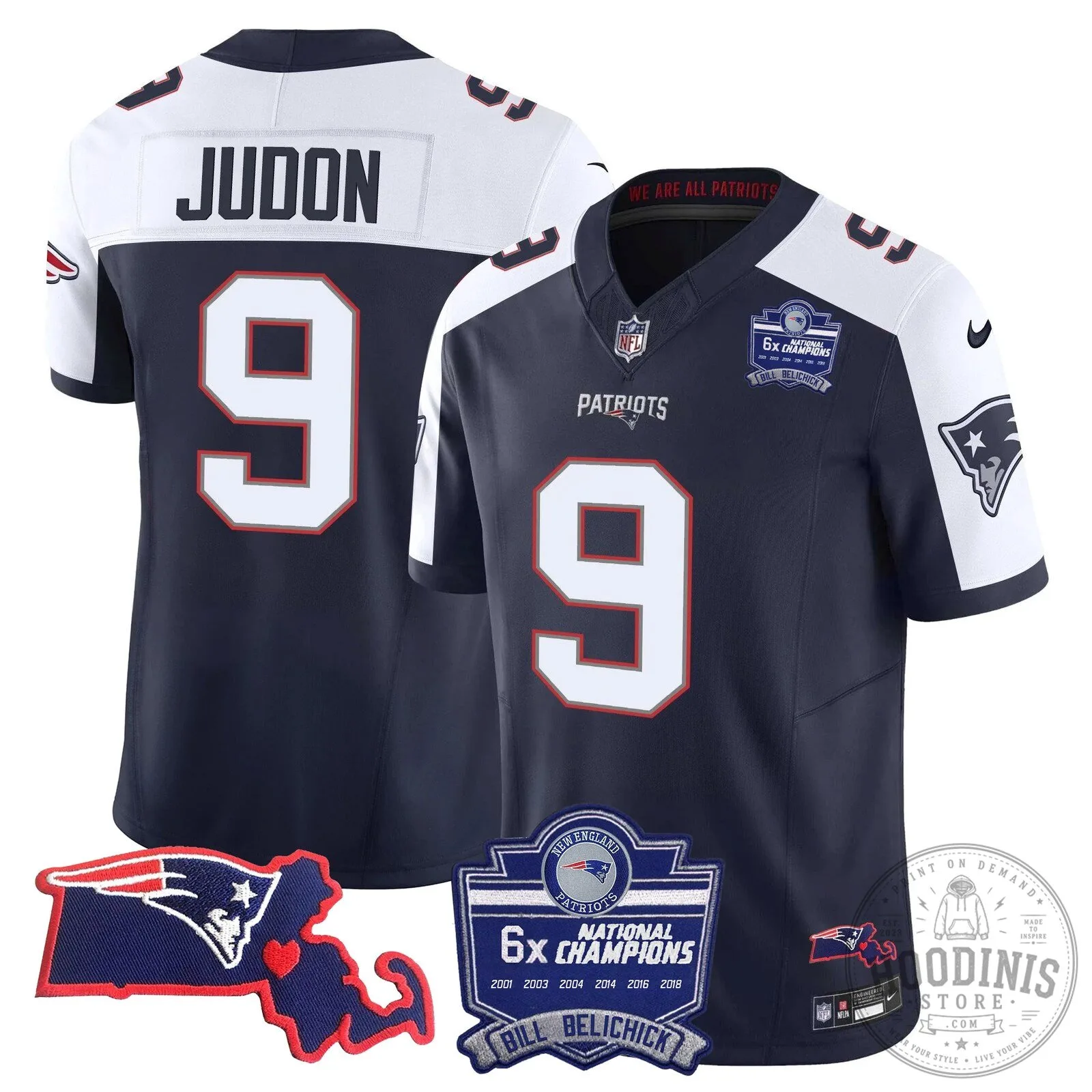 New England Patriots Six-Time Champions Jersey featuring Bill Belichick 41 New England Patriots Six-Time Champions Jersey featuring Bill Belichick
