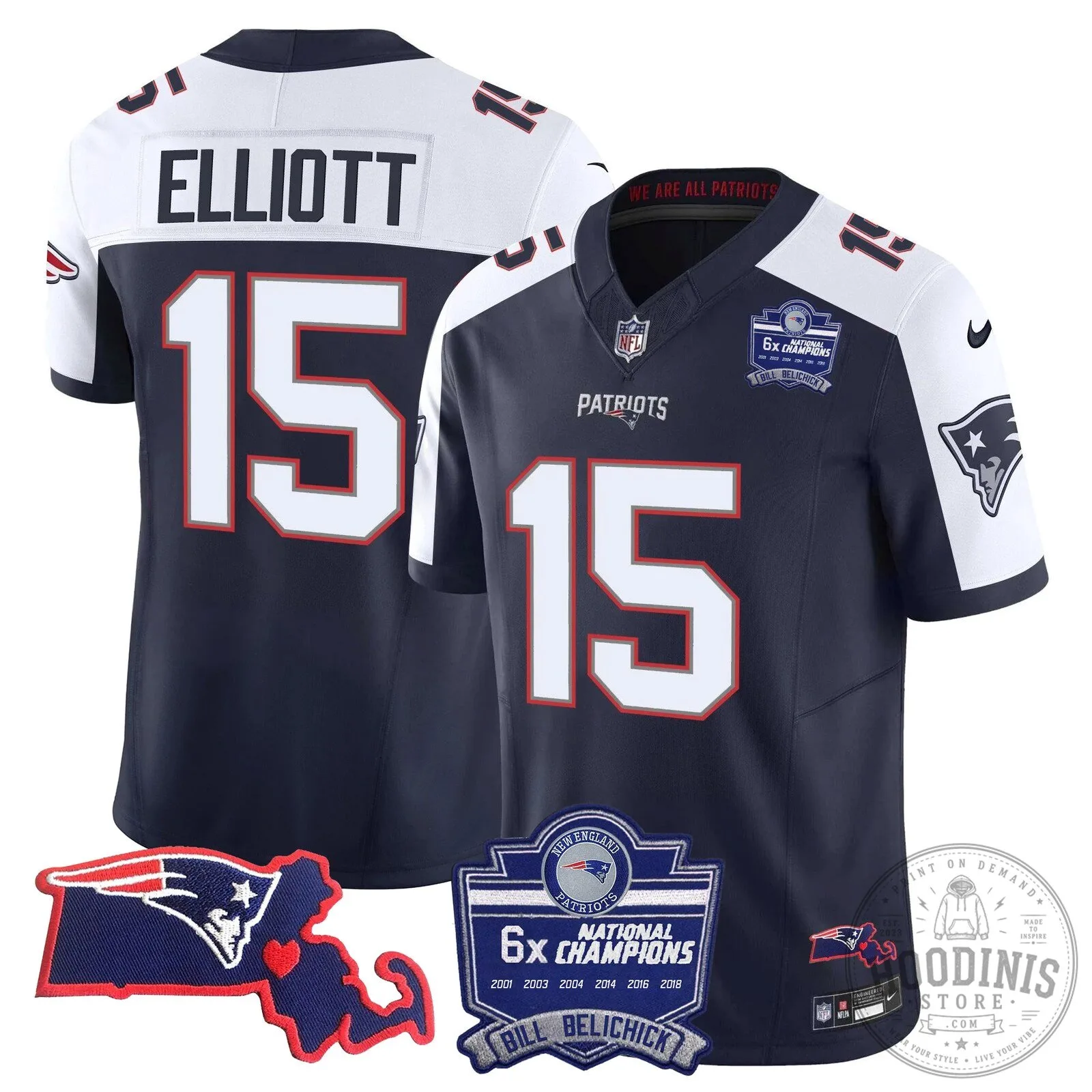 New England Patriots Six-Time Champions Jersey featuring Bill Belichick 42 New England Patriots Six-Time Champions Jersey featuring Bill Belichick