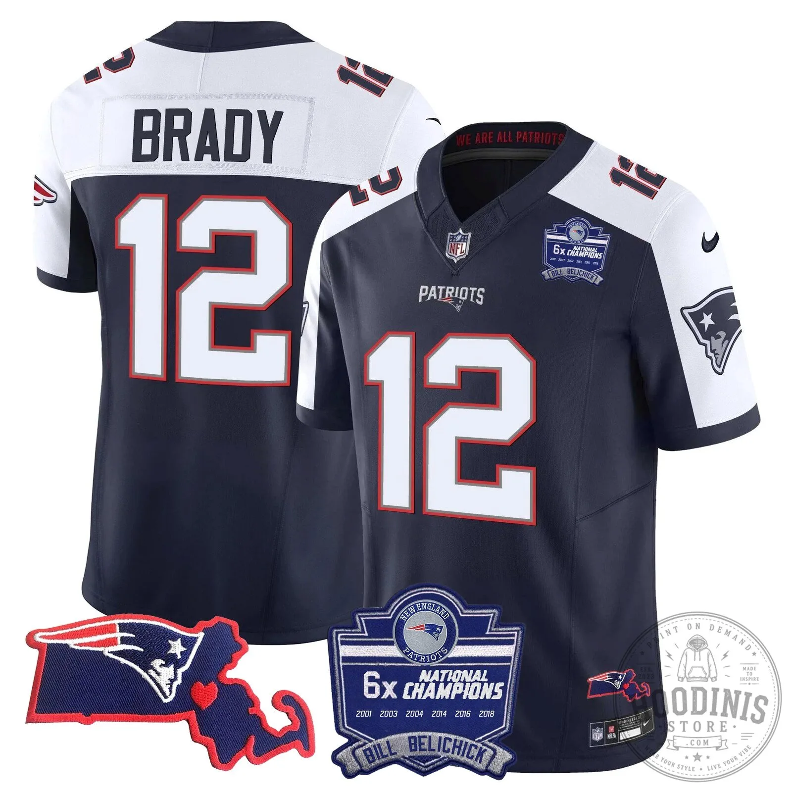New England Patriots Six-Time Champions Jersey featuring Bill Belichick 43 New England Patriots Six-Time Champions Jersey featuring Bill Belichick