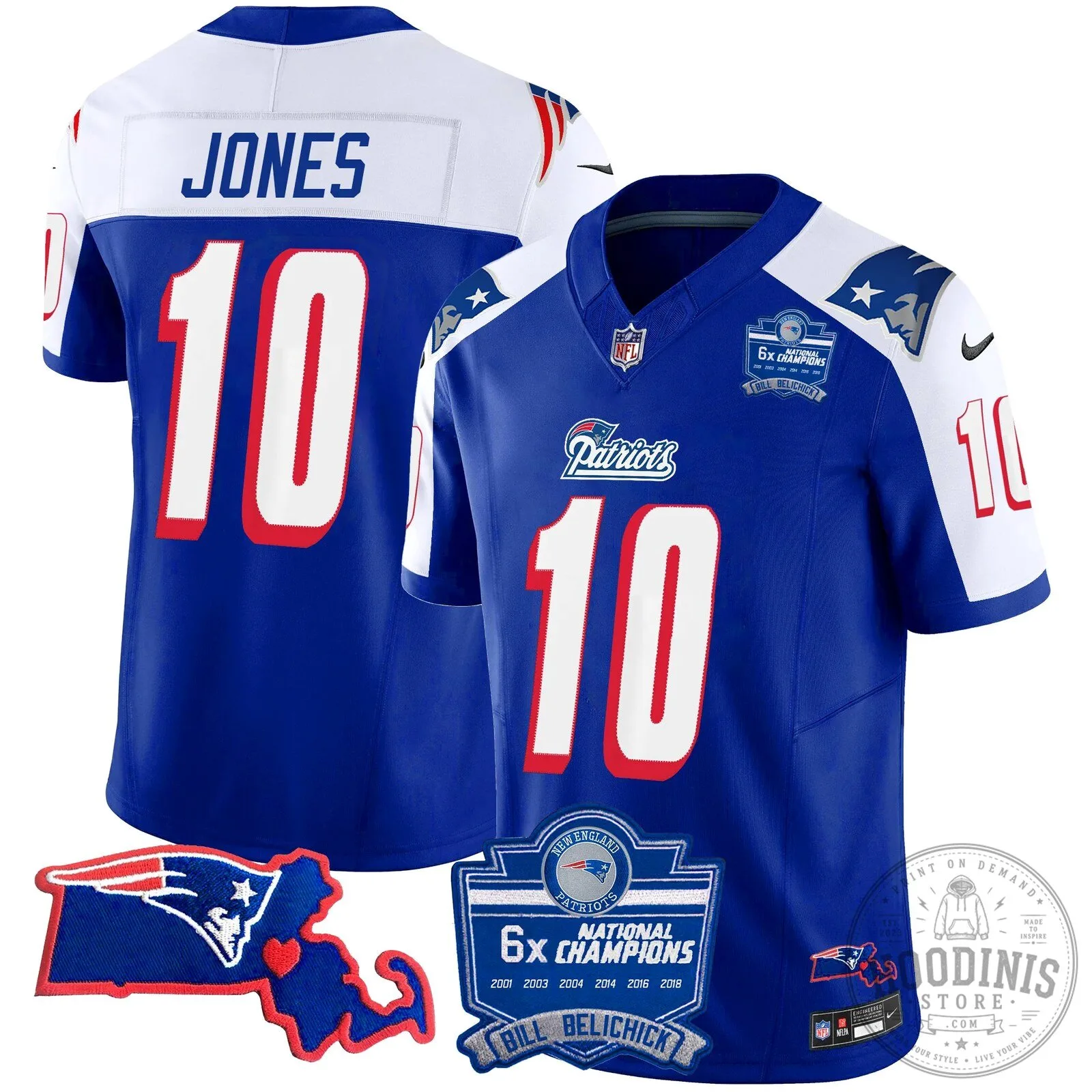 New England Patriots Six-Time Champions Jersey featuring Bill Belichick 47 New England Patriots Six-Time Champions Jersey featuring Bill Belichick