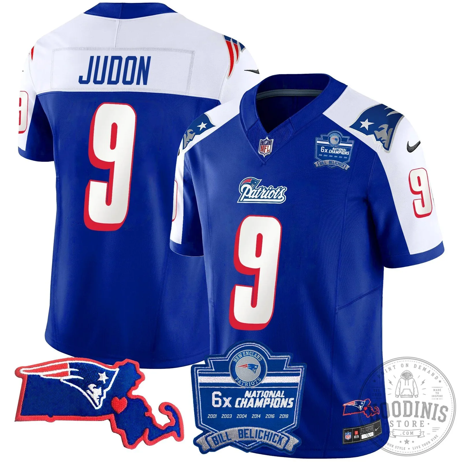 New England Patriots Six-Time Champions Jersey featuring Bill Belichick 48 New England Patriots Six-Time Champions Jersey featuring Bill Belichick