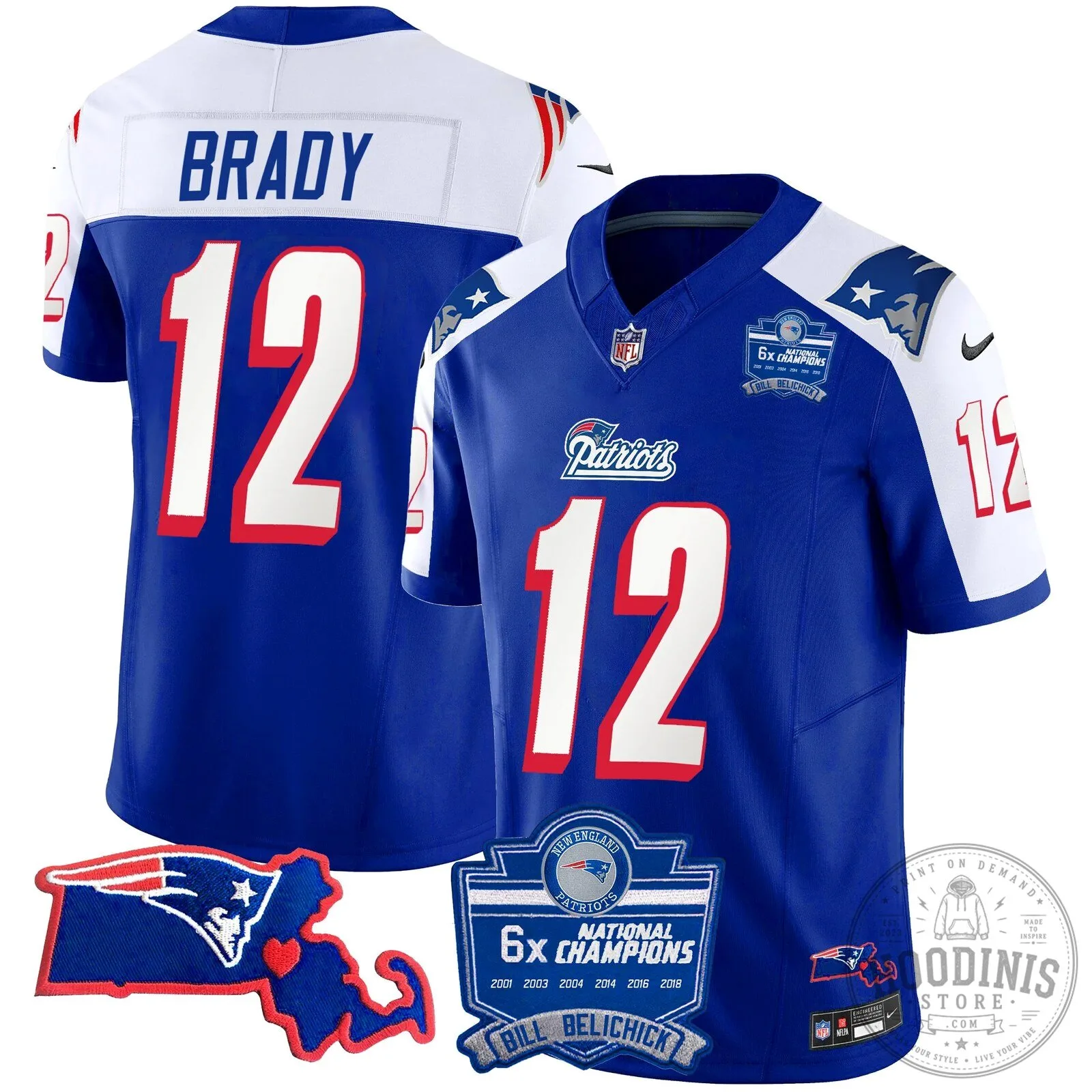 New England Patriots Six-Time Champions Jersey featuring Bill Belichick 50 New England Patriots Six-Time Champions Jersey featuring Bill Belichick