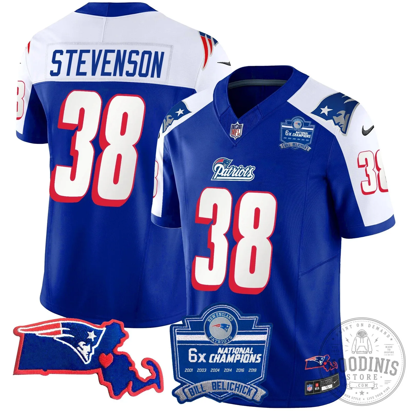 New England Patriots Six-Time Champions Jersey featuring Bill Belichick 51 New England Patriots Six-Time Champions Jersey featuring Bill Belichick