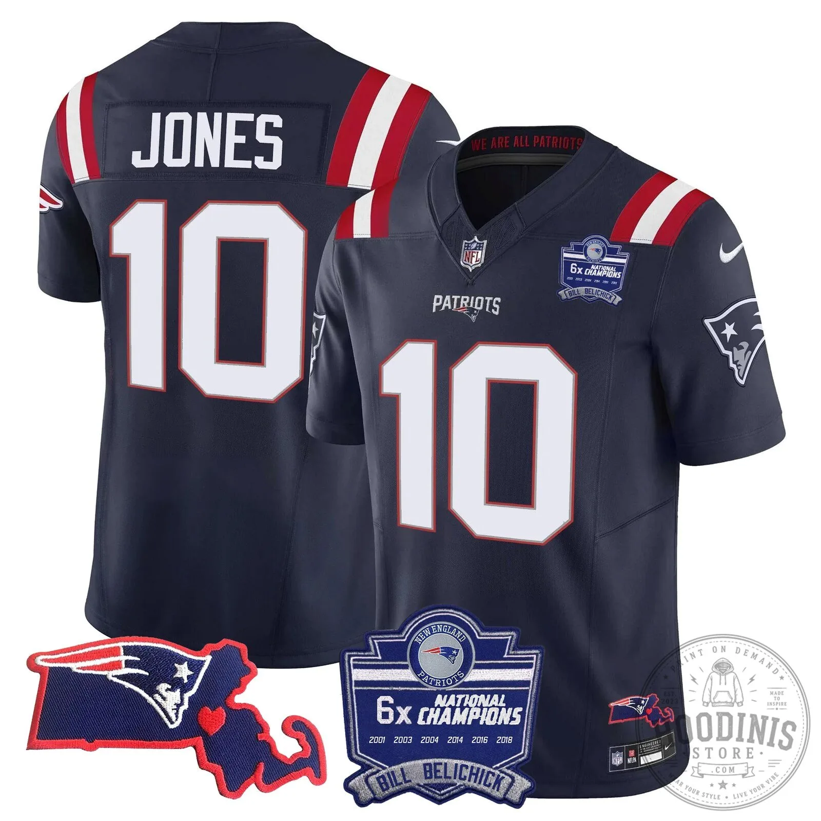 New England Patriots Six-Time Champions Jersey featuring Bill Belichick 54 New England Patriots Six-Time Champions Jersey featuring Bill Belichick