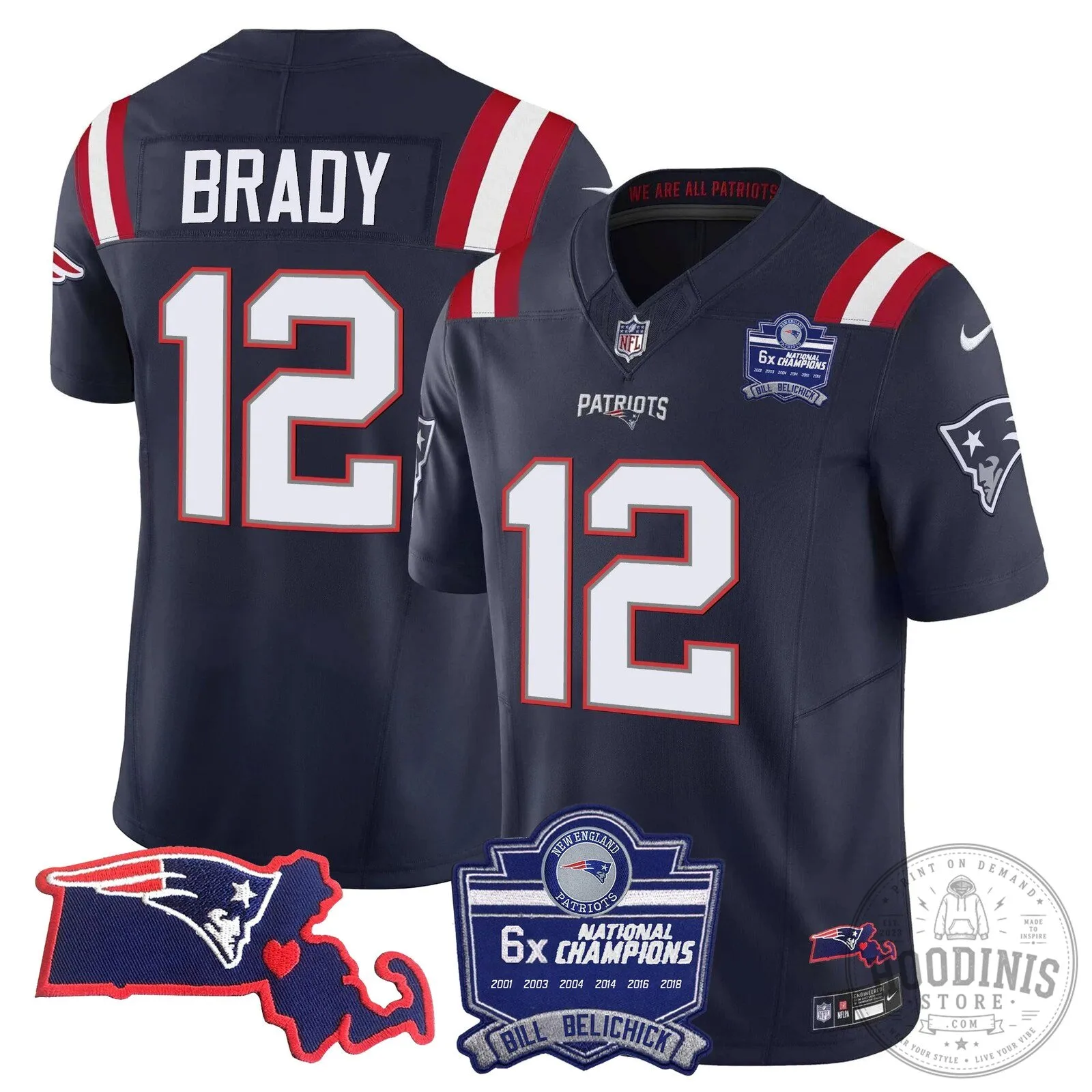 New England Patriots Six-Time Champions Jersey featuring Bill Belichick 57 New England Patriots Six-Time Champions Jersey featuring Bill Belichick