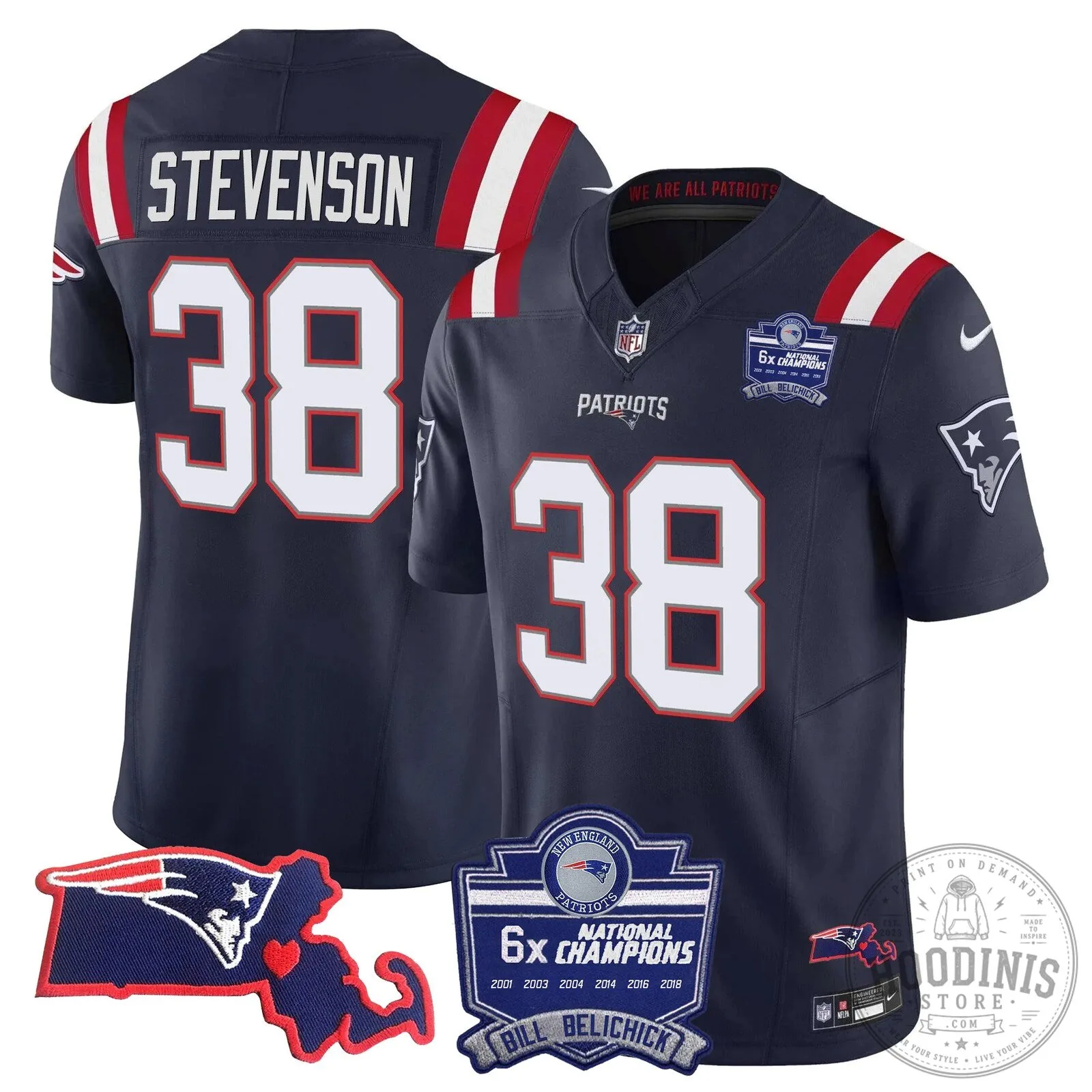 New England Patriots Six-Time Champions Jersey featuring Bill Belichick 58 New England Patriots Six-Time Champions Jersey featuring Bill Belichick