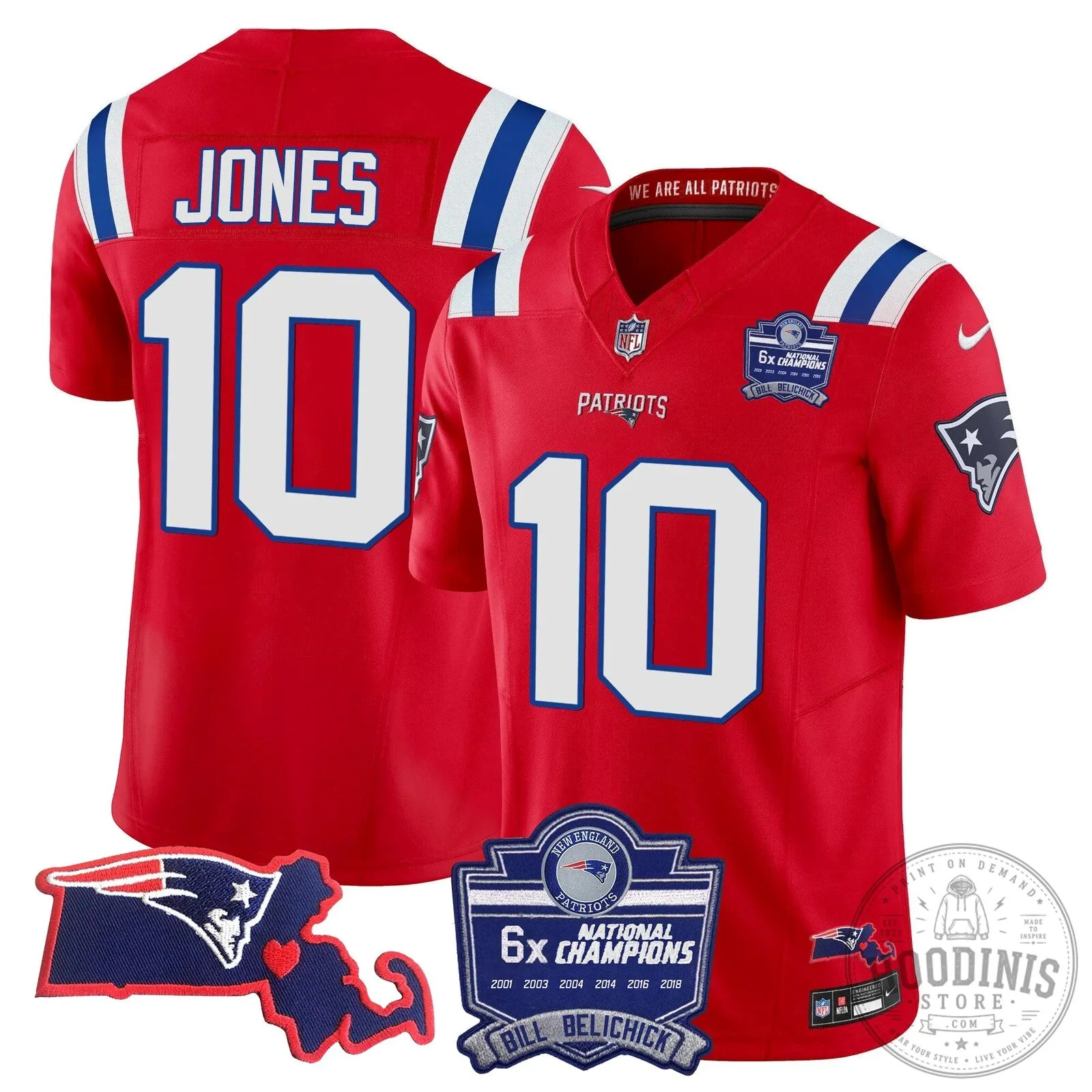 New England Patriots Six-Time Champions Jersey featuring Bill Belichick 61 New England Patriots Six-Time Champions Jersey featuring Bill Belichick