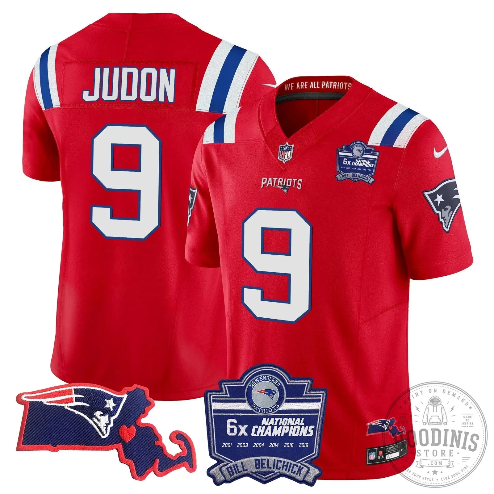 New England Patriots Six-Time Champions Jersey featuring Bill Belichick 62 New England Patriots Six-Time Champions Jersey featuring Bill Belichick