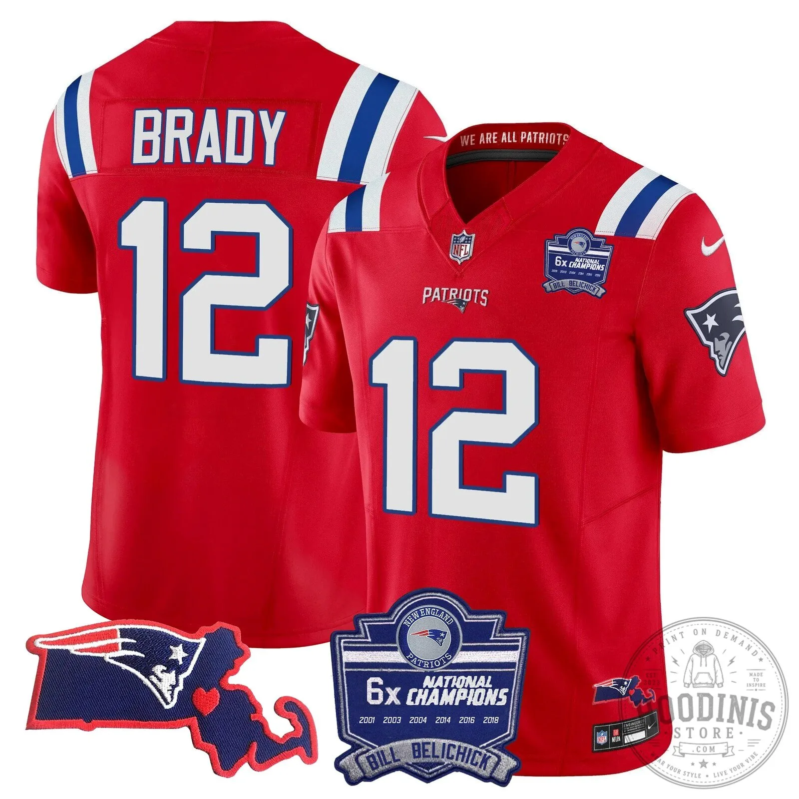 New England Patriots Six-Time Champions Jersey featuring Bill Belichick 64 New England Patriots Six-Time Champions Jersey featuring Bill Belichick