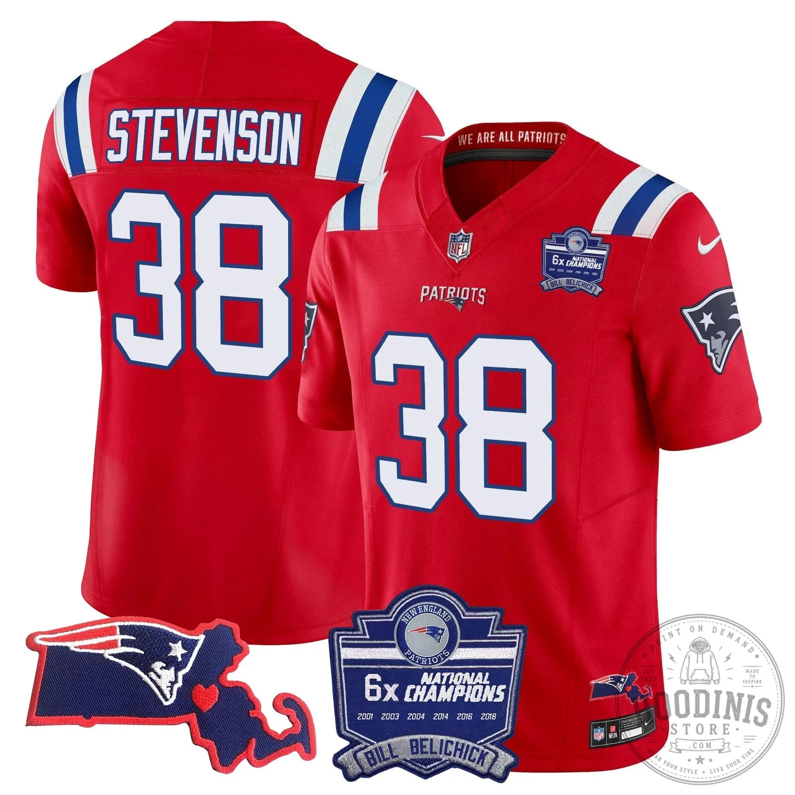 New England Patriots Six-Time Champions Jersey featuring Bill Belichick 65 New England Patriots Six-Time Champions Jersey featuring Bill Belichick