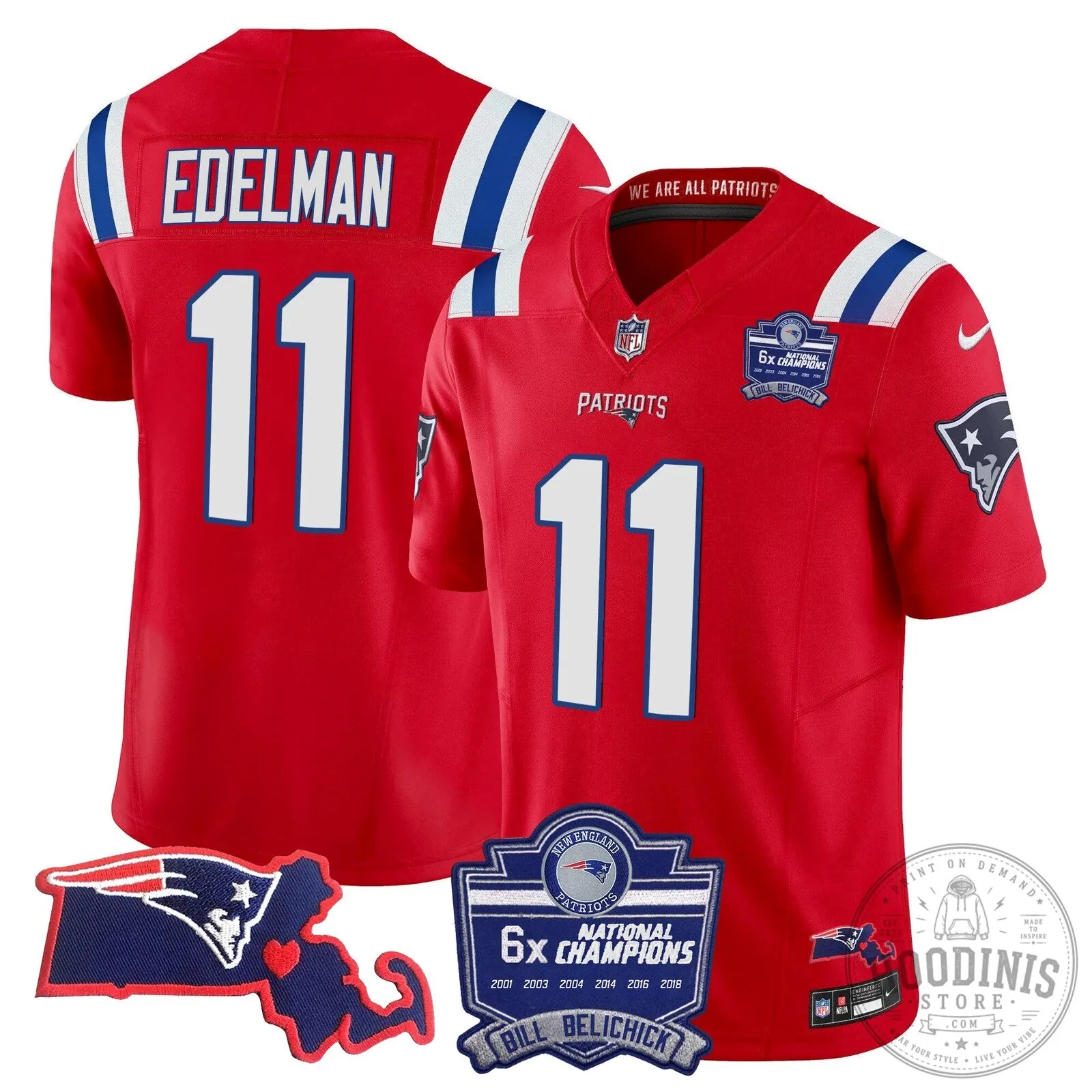 New England Patriots Six-Time Champions Jersey featuring Bill Belichick 66 New England Patriots Six-Time Champions Jersey featuring Bill Belichick