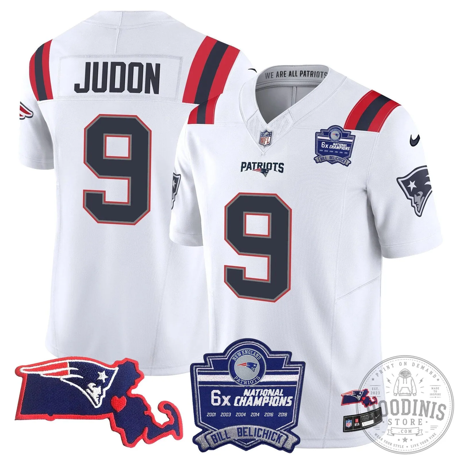 New England Patriots Six-Time Champions Jersey featuring Bill Belichick 69 New England Patriots Six-Time Champions Jersey featuring Bill Belichick