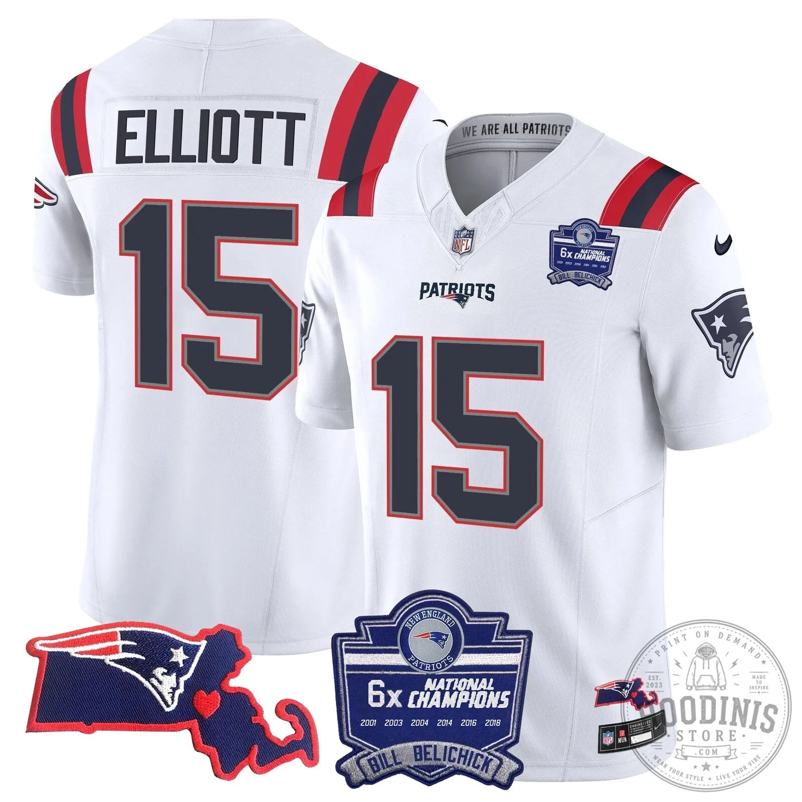 New England Patriots Six-Time Champions Jersey featuring Bill Belichick 70 New England Patriots Six-Time Champions Jersey featuring Bill Belichick