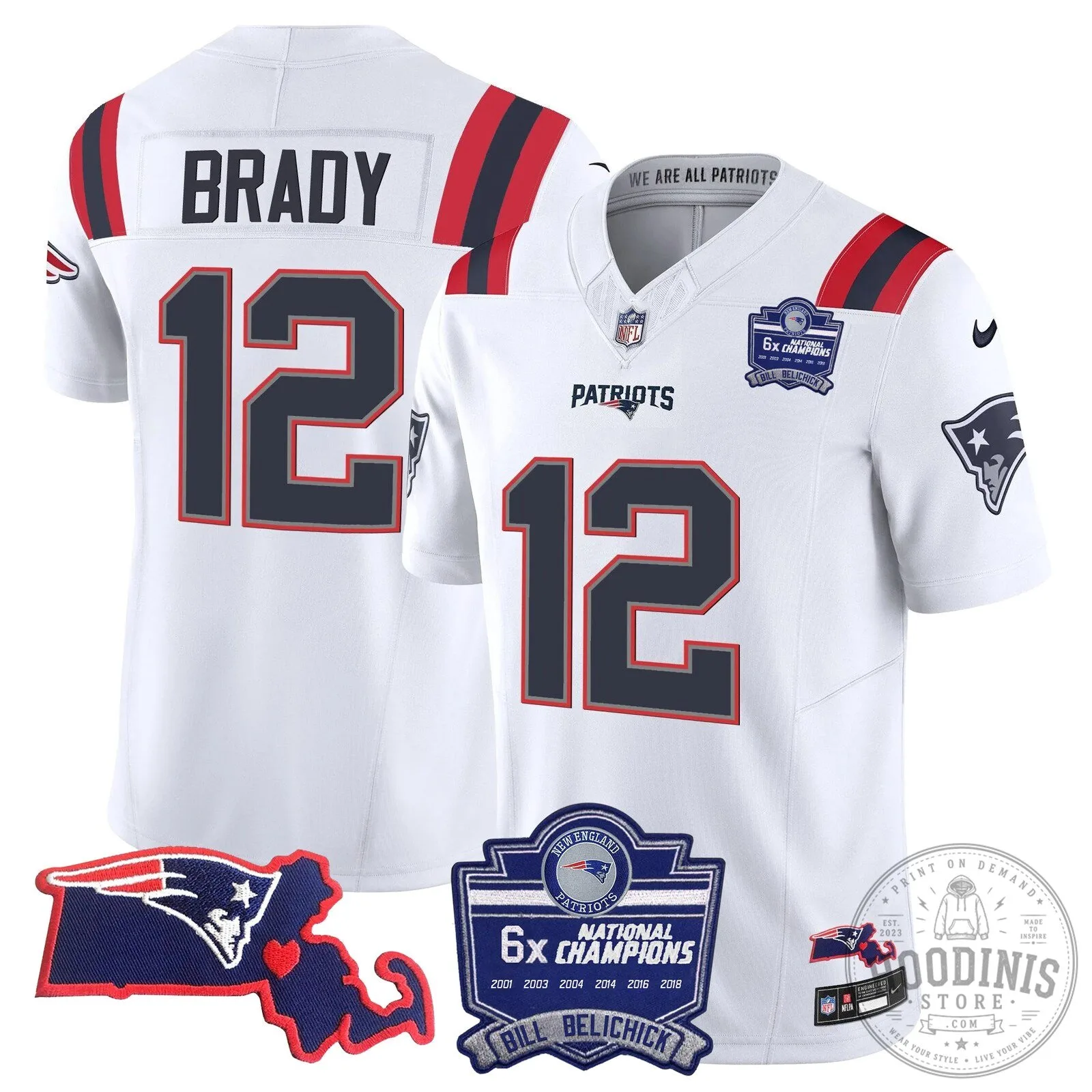 New England Patriots Six-Time Champions Jersey featuring Bill Belichick 71 New England Patriots Six-Time Champions Jersey featuring Bill Belichick