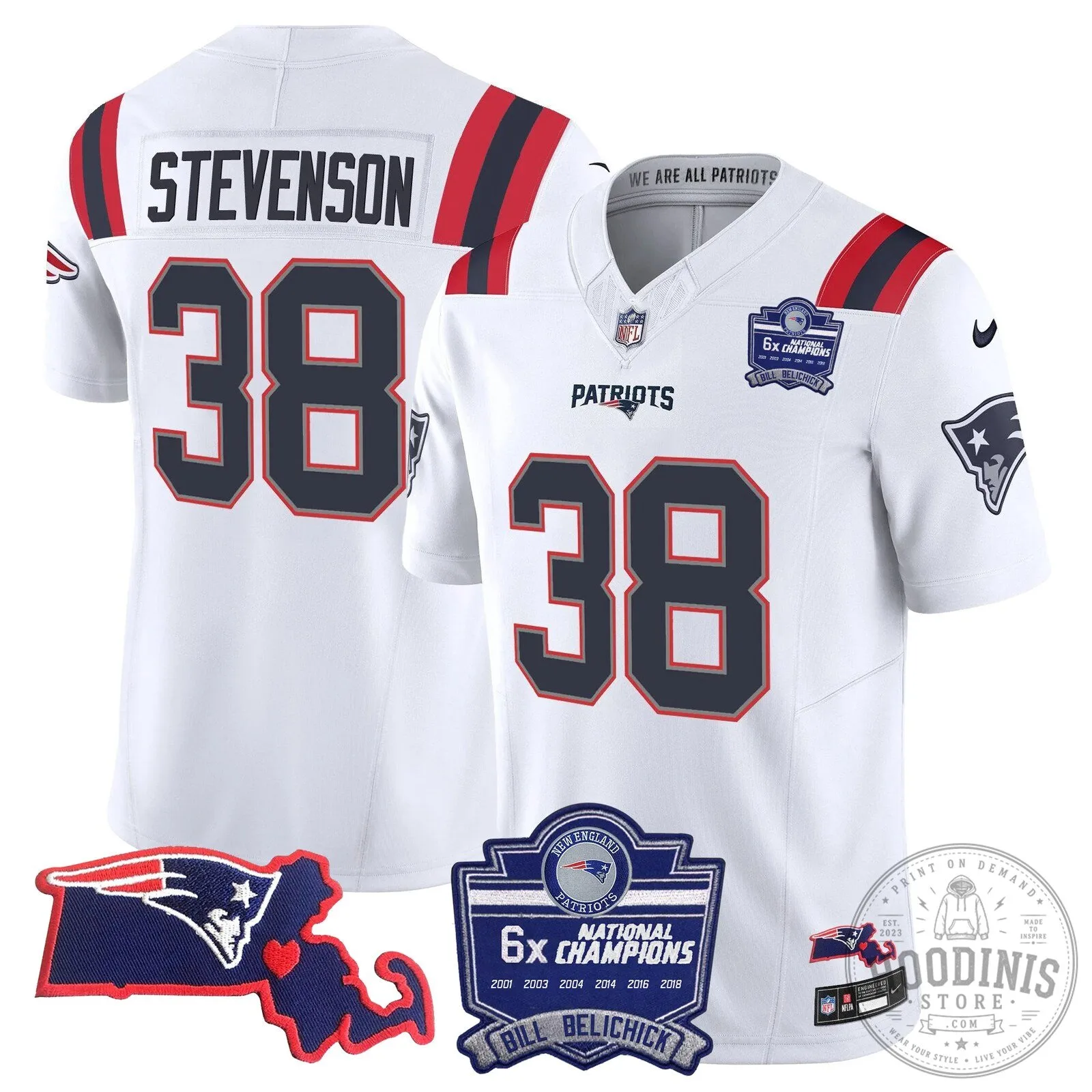 New England Patriots Six-Time Champions Jersey featuring Bill Belichick 72 New England Patriots Six-Time Champions Jersey featuring Bill Belichick