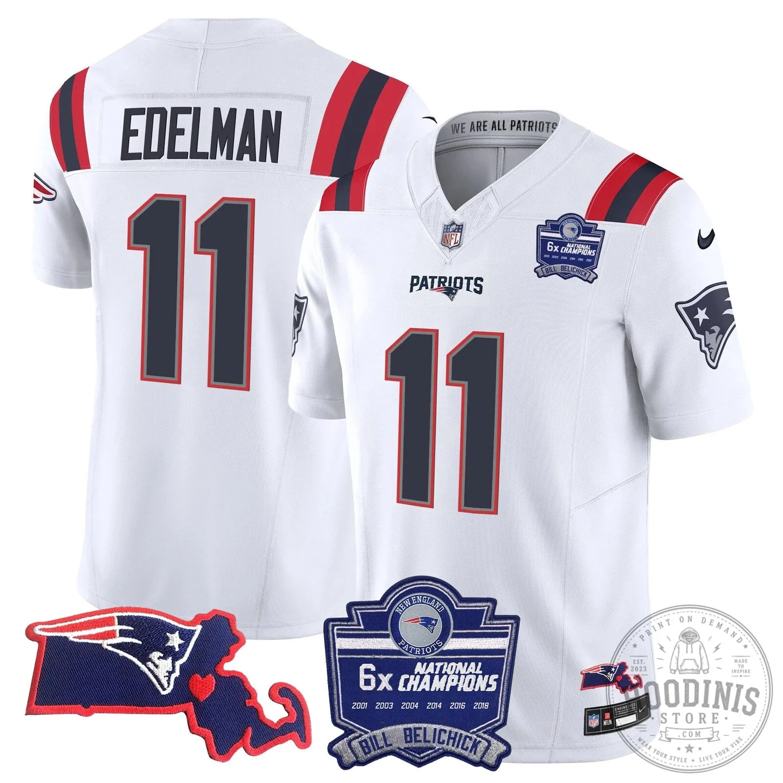 New England Patriots Six-Time Champions Jersey featuring Bill Belichick 73 New England Patriots Six-Time Champions Jersey featuring Bill Belichick