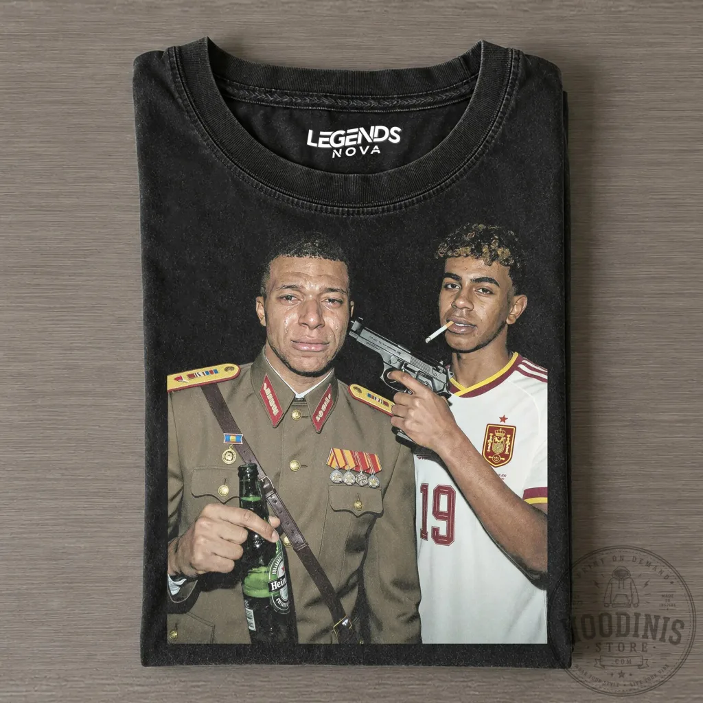 Lamine Yamal and Kylian Mbappe Football Player Graphic T-Shirt Lamine Yamal and Kylian Mbappe Football Player Graphic T-Shirt