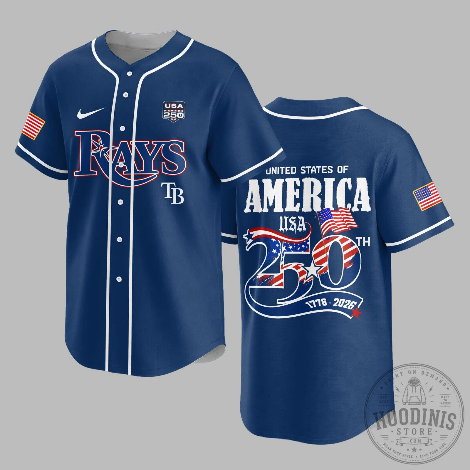 250th Anniversary Baseball Jersey of Tampa Bay Rays - Celebrating America 1776-2026
