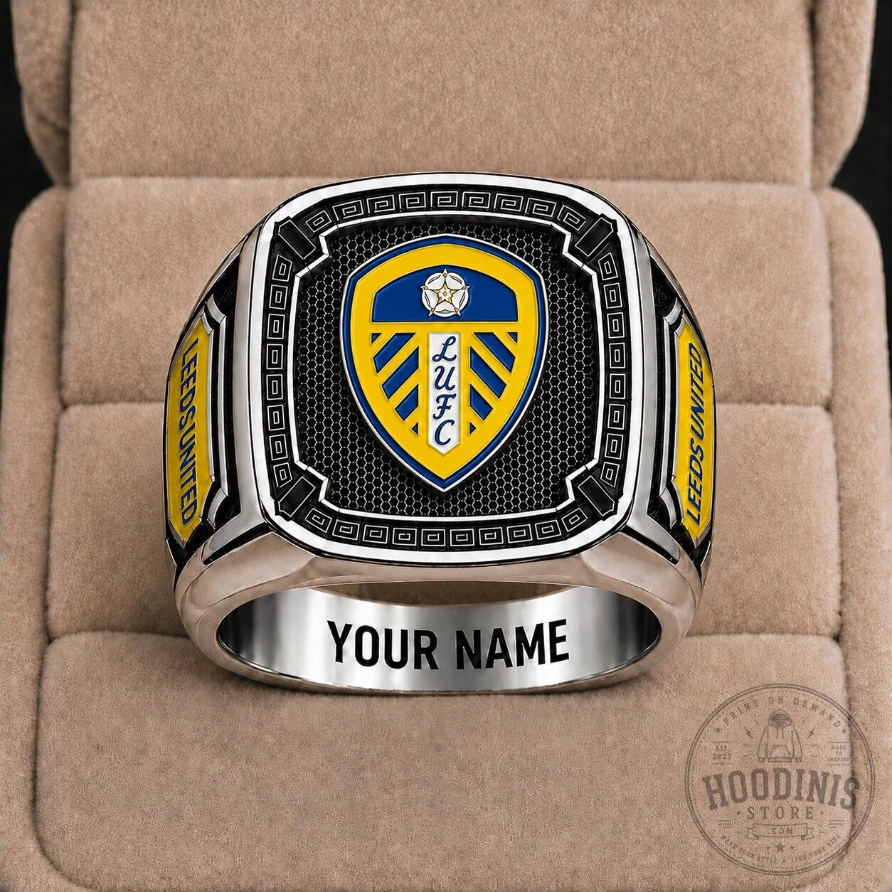 Leeds United Football Club Personalized Ring, Custom Name Fan Jewelry Gift