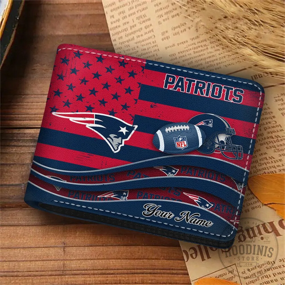 New England Patriots American Flag Personalized Football Wallet 2 New England Patriots American Flag Personalized Football Wallet