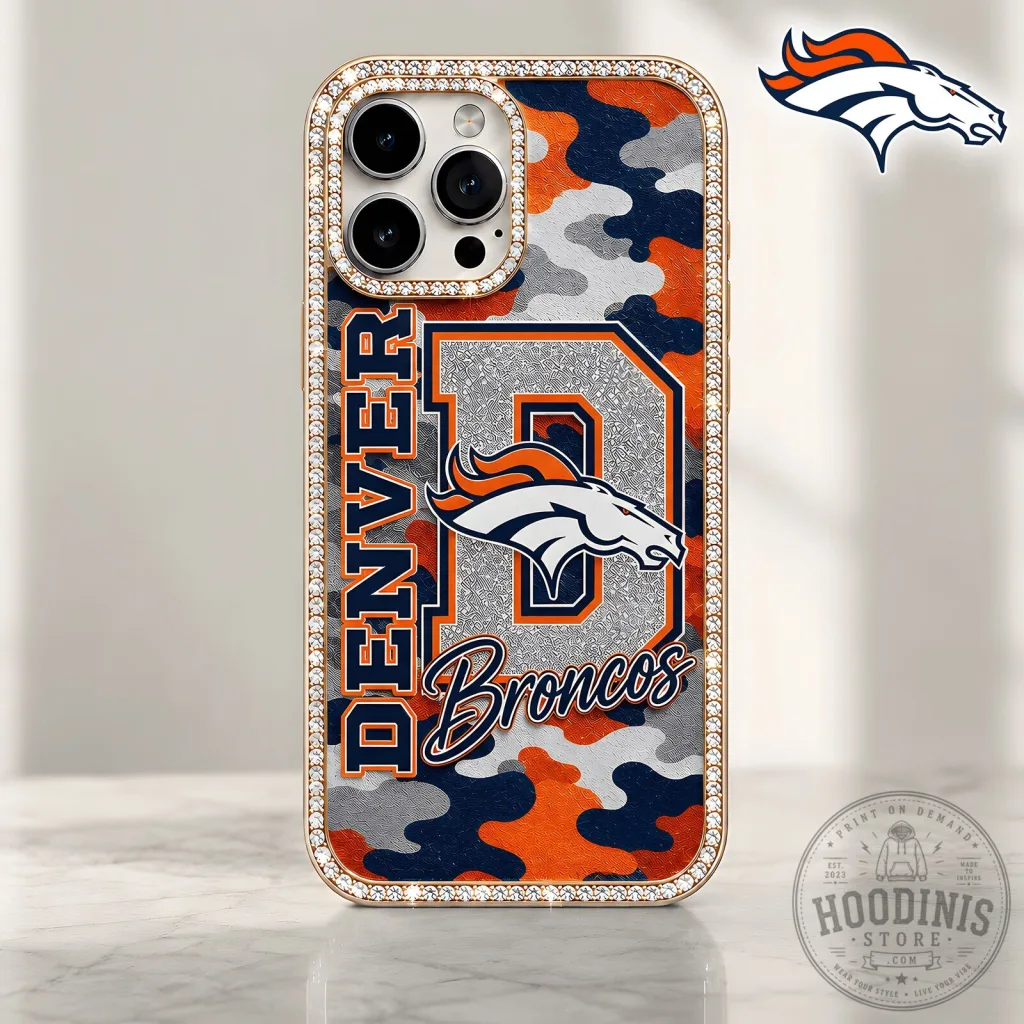 Denver Broncos NFL Football Team Camouflage Bling Phone Case Denver Broncos NFL Football Team Camouflage Bling Phone Case