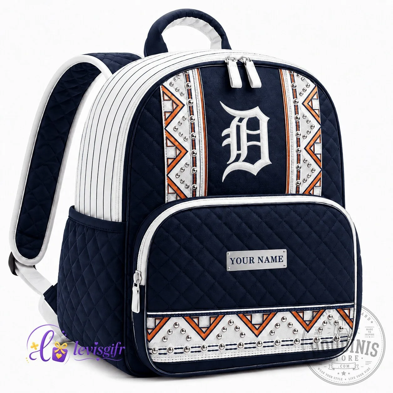 Detroit Tigers MLB Baseball Team Quilted Luxury Backpack Bag