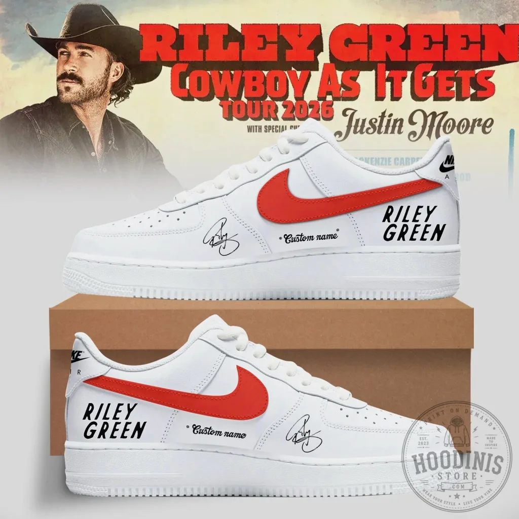Riley Green Cowboy As It Gets Tour 2026 Custom Name White Sneakers Riley Green Cowboy As It Gets Tour 2026 Custom Name White Sneakers