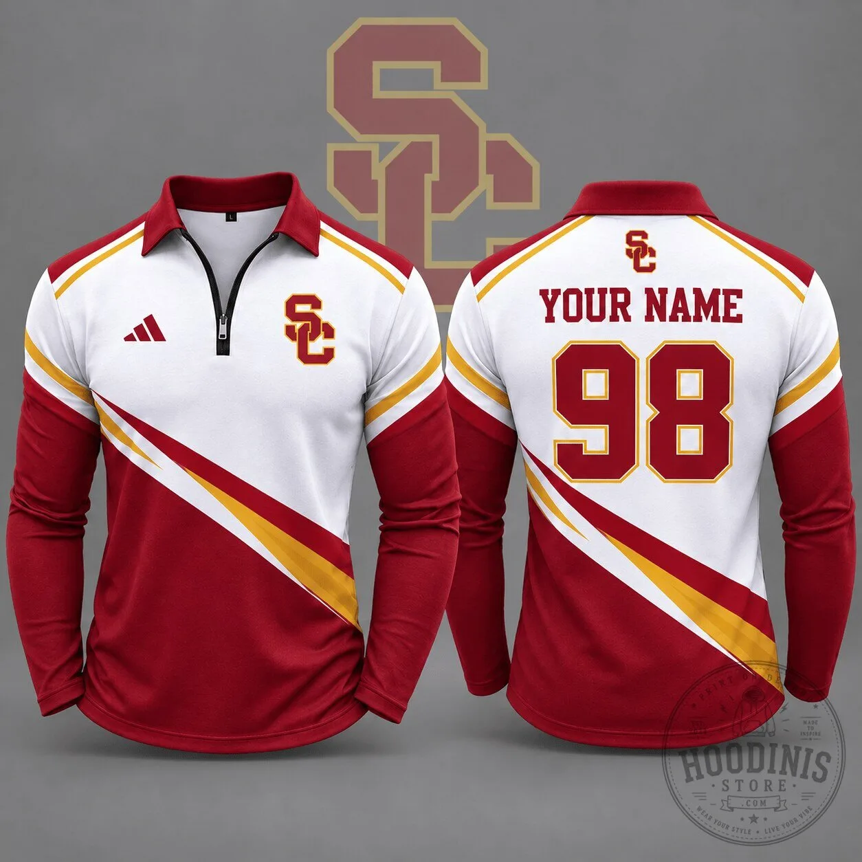 University of Southern California Trojans Personalized Elite Motion Quarter Zip Long Sleeve