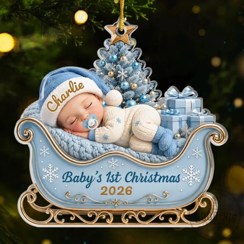 Personalized Baby's First Christmas Sleigh Ornament Personalized Baby's First Christmas Sleigh Ornament