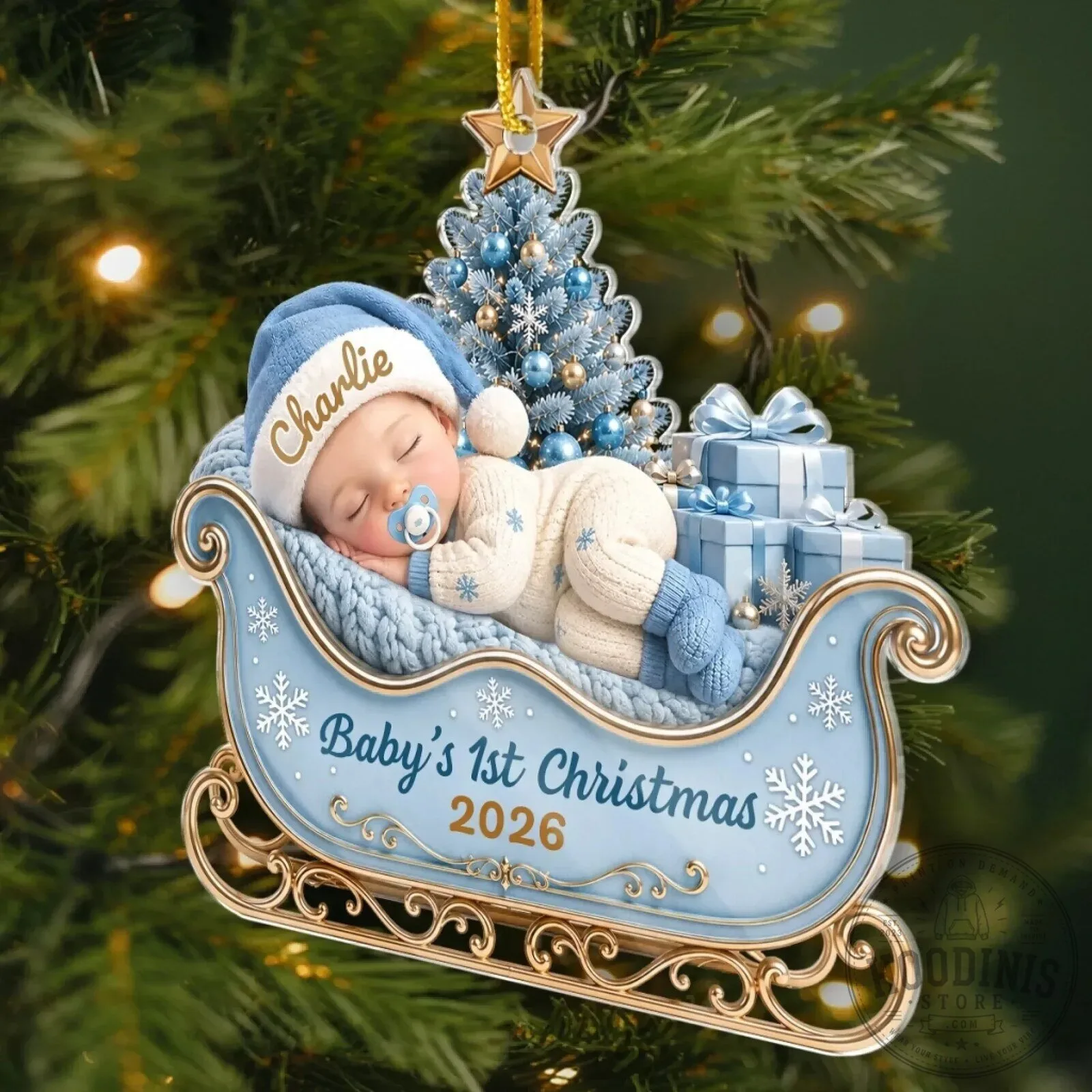 Personalized Baby's First Christmas Sleigh Ornament 11 Personalized Baby