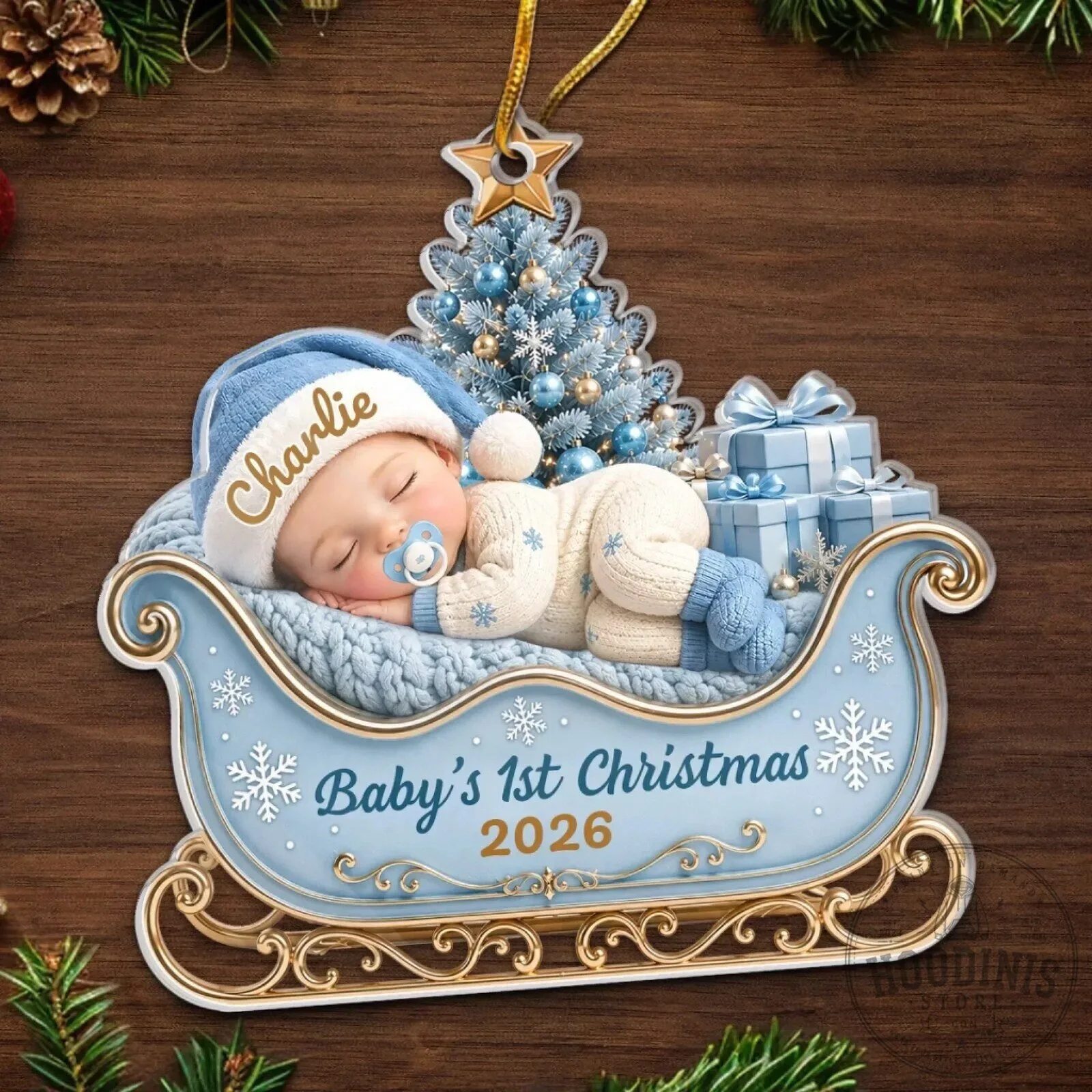 Personalized Baby's First Christmas Sleigh Ornament 13 Personalized Baby