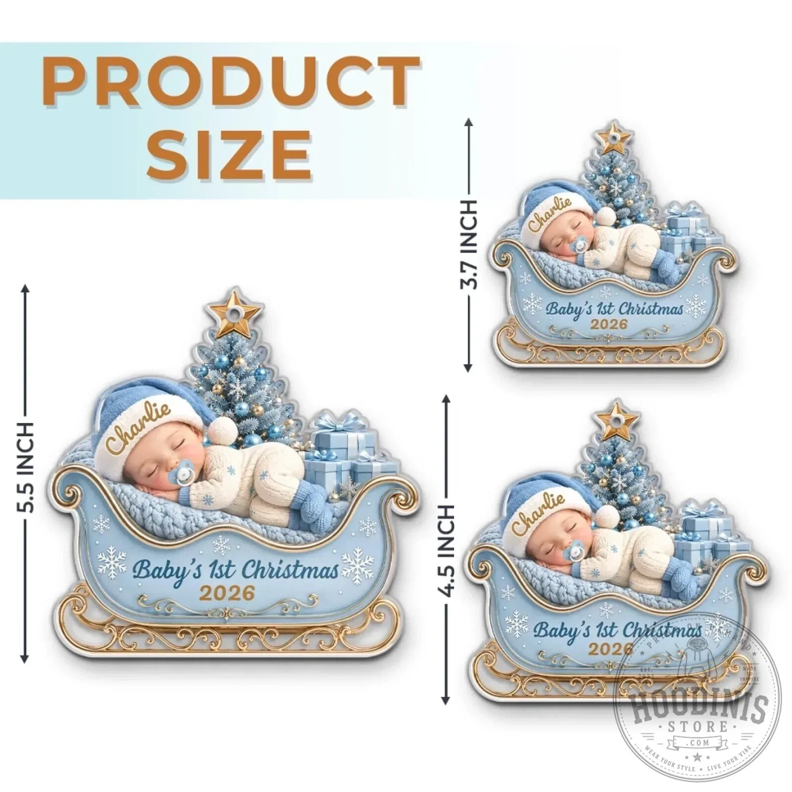 Personalized Baby's First Christmas Sleigh Ornament 14 Personalized Baby