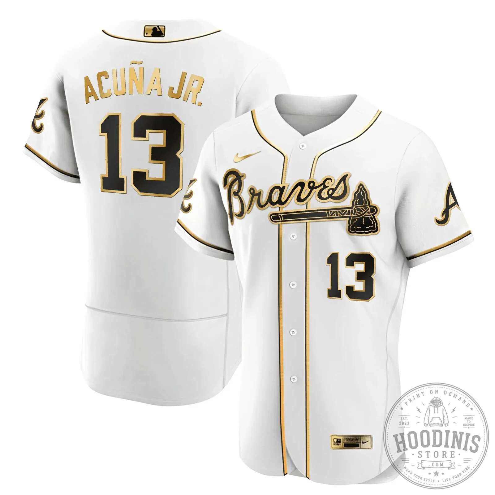Ronald Acuña Jr. Atlanta Braves Black Gold Baseball Jersey 10 Ronald Acuña Jr. Atlanta Braves Black Gold Baseball Jersey
