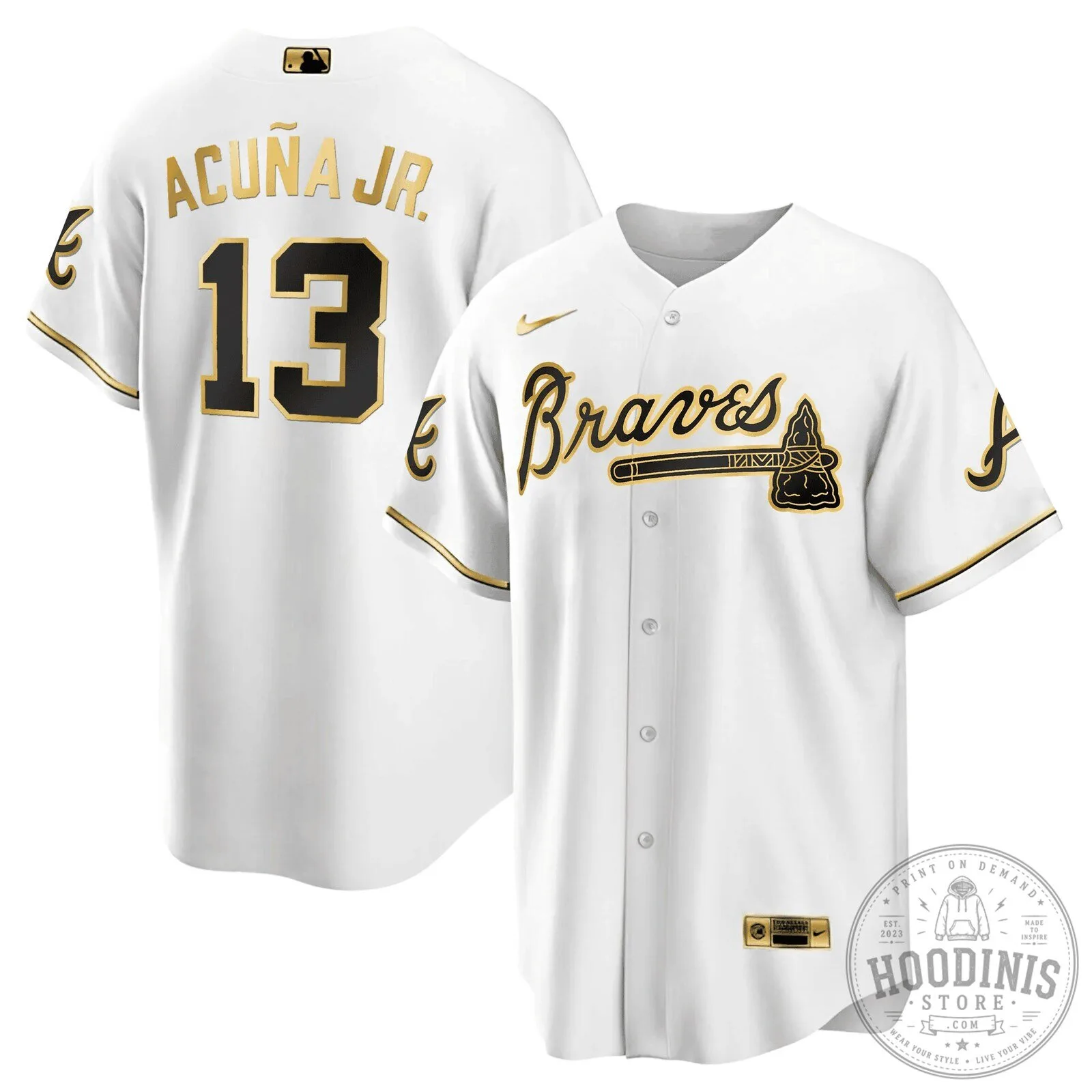 Ronald Acuña Jr. Atlanta Braves Black Gold Baseball Jersey 11 Ronald Acuña Jr. Atlanta Braves Black Gold Baseball Jersey